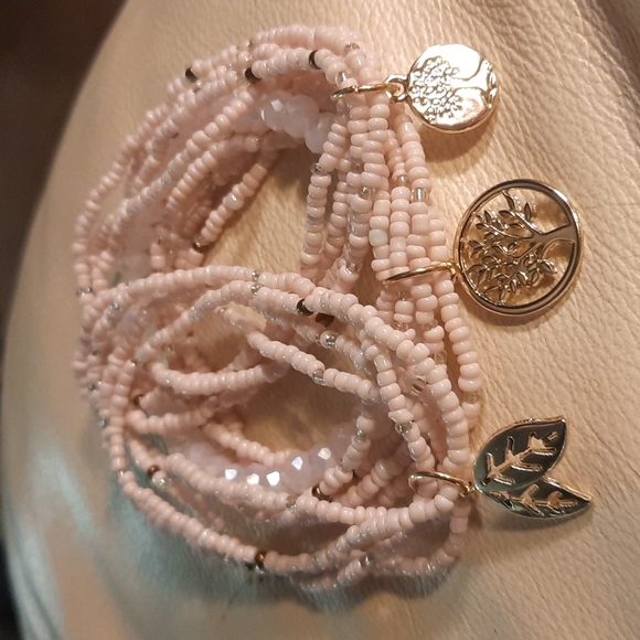 gypsy sun Jewelry - Gypsy Sun Pale pink Gold Tree charm hand made bracelets
